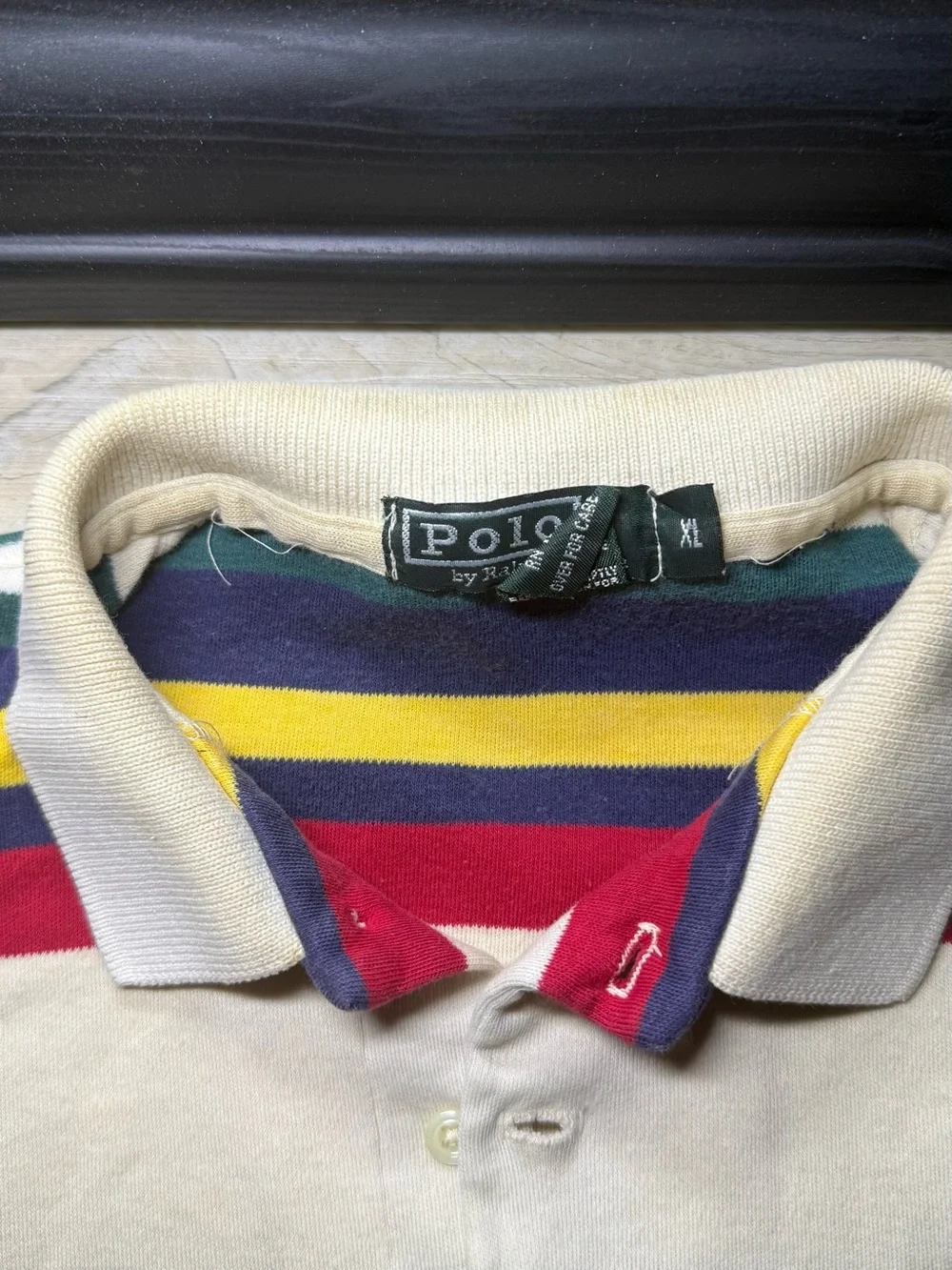 Vintage 1990s Polo Ralph Lauren Embroidered Striped Polo Shirt